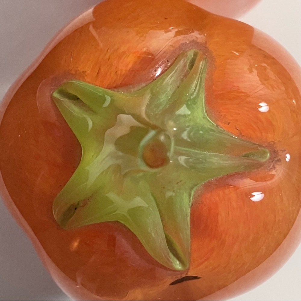 MURANO, VENICE Hand Blown Glass / 2 ORANGE BELL PEPPERS / Rare S. Puccini Label! - Picture 7 of 11